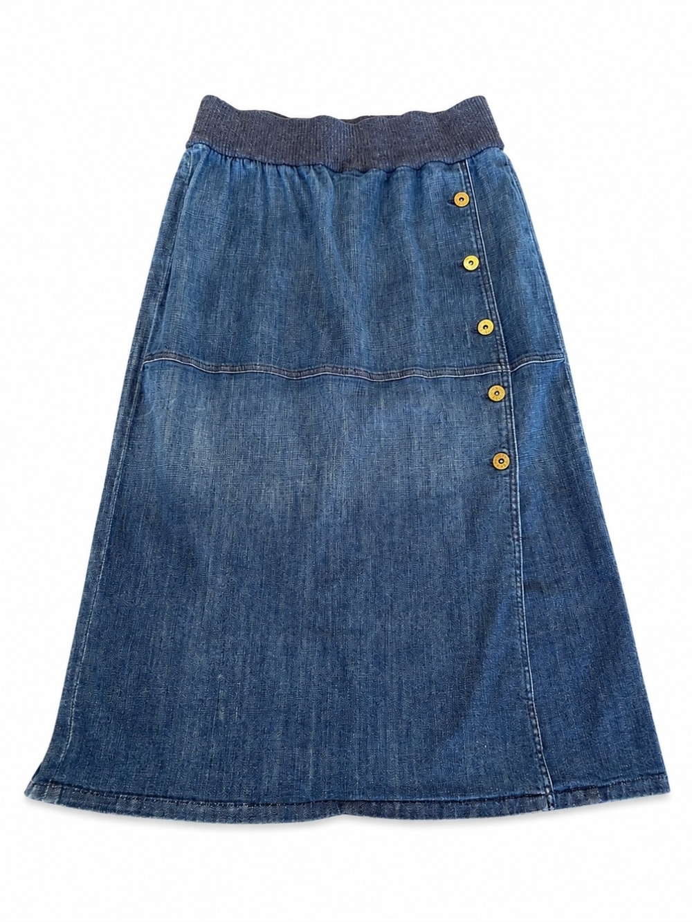 St John Sport Denim Button Front Midi Skirt Pleated Size 14 - Picture 1 of 8